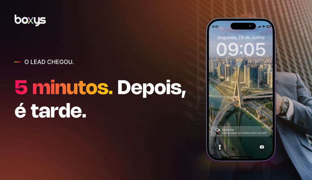 O lead chegou. Você tem cinco minutos.